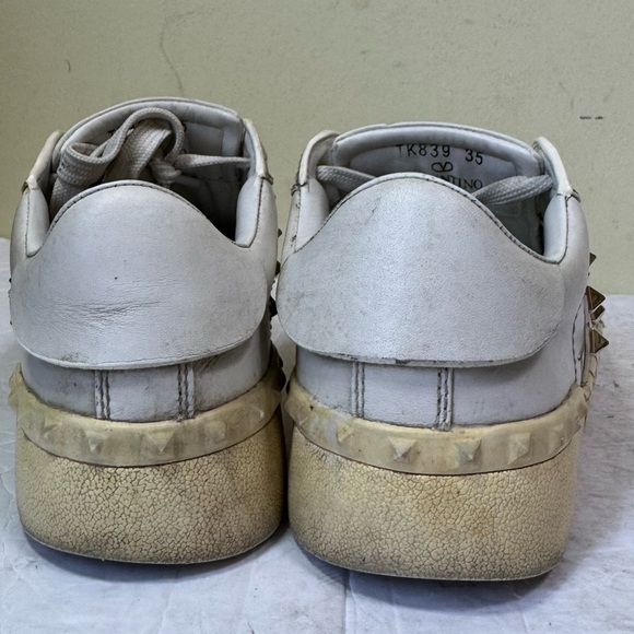 Valentino Garavani Rockstud Leather Sneakers Lace Up Trainers Shoes Graphic Rare - Picture 10 of 16